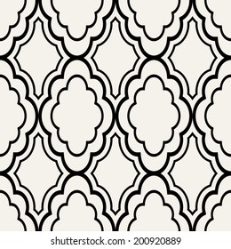 Abstract geometric background, black and white modern seamless pattern, wrapping paper, 50s, 60s, 70s fashion style, trendy fabric, simple ornament, template, layout, sketch, tissue samples for design