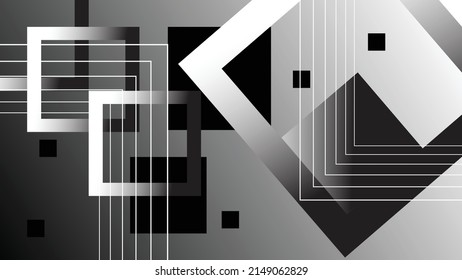 Abstract geometric background in black and white colors. Objects formed by squares. Black and white bava. Black and white gradient color. Background for objects in transition from black to white.