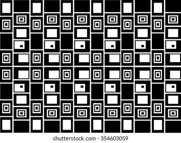 The abstract geometric background of black and white squares