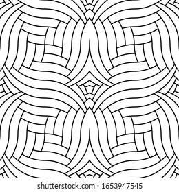 Abstract geometric background with black  wicker lines .Stylish pattern design.Seamless vector texture.