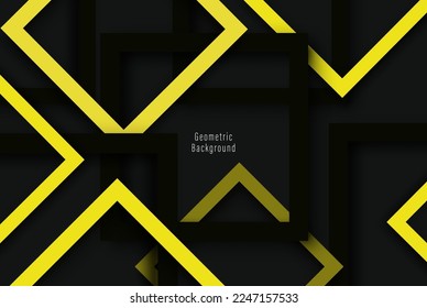 Abstract geometric background with black and yellow squares and rhombuses.