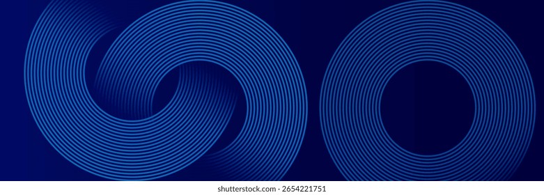 Abstract geometric background with blue circular line patterns on dark navy. Modern tech-inspired design perfect for digital, business, or futuristic themes. Futuristic technology concept. 
