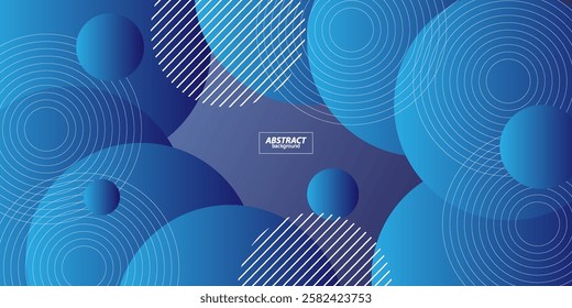 Abstract geometric background with blue color design. Colorful blue circle and white line pattern elements. Vector Eps10