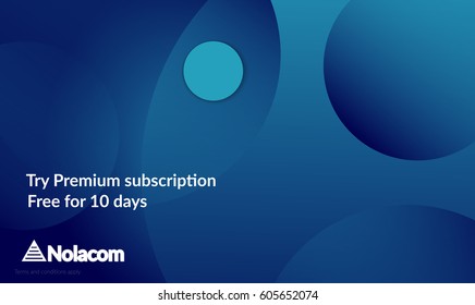 Abstract geometric background with blue gradient vanishing circles. Modern template for social media banner. Contemporary material design with realistic shadow over flat gradient background.