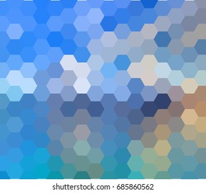 Abstract geometric background from blue hexagonal forms