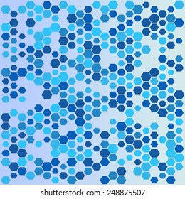 Abstract geometric background with blue hexagons