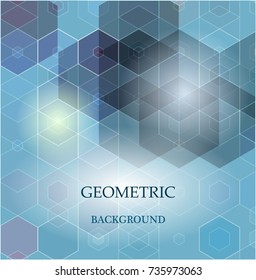 abstract geometric background of blue hexagons.