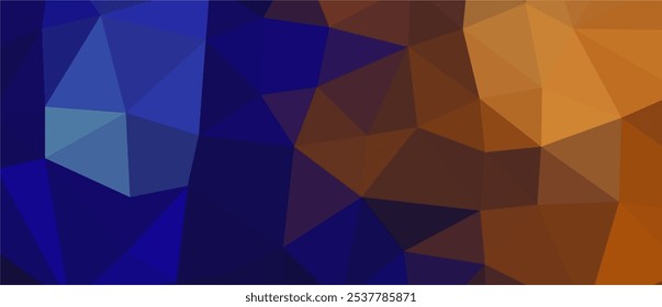 Abstractas fondo geométrico con colores azules y naranjas en un estilo bajo poli.