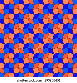 Abstract geometric background of  blue and orange gradient rhombus and square shapes