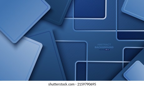 Abstract geometric background with blue paper cut layers and diagonal line. Vector illustration