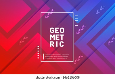 Abstract geometric background in blue and red gradient color. Modern concept background