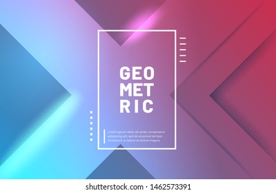 Abstract geometric background in blue and red gradient color. Modern concept background