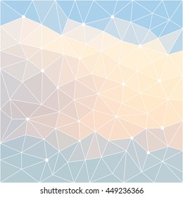 Abstract geometric background. Blue sky and white cloud colored angular low poly background for use in design. Triangle polygonal abstract cover. 