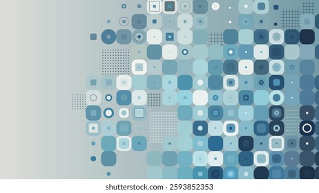 Abstract Geometric Background with Blue Square and Grid Pattern