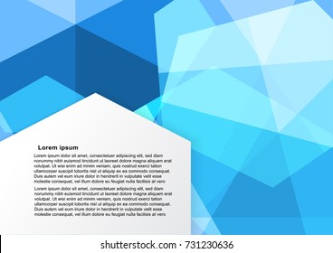 Abstract geometric background with Blue transparent overlapping geometric on white and space for text.