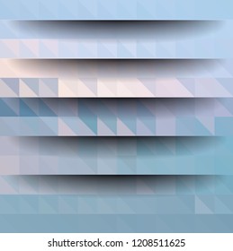 Abstract geometric background of blue triangles. Horizontal realistic shadow.