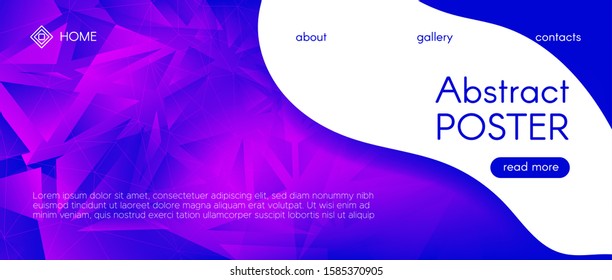 Abstract Geometric Background. Blue Triangular Pattern. Violet Vector Polygon Layout. Futuristic Diamond Design. Glow Geometric Mosaic Poster. Vibrant 3d Gradient Background. Graphic Polygon Banner.