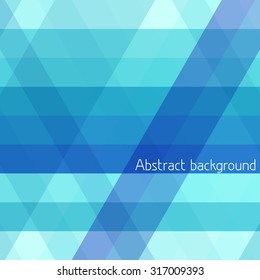 Abstract geometric background with blue and turquoise diagonal stripes. Simple vector pattern