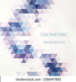 Abstract geometric background from blue, violet and white triangles.