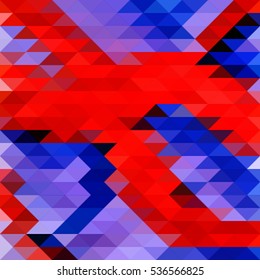 abstract geometric background of blue violet red color, a mosaic of triangles. Modern Art, vector illustration