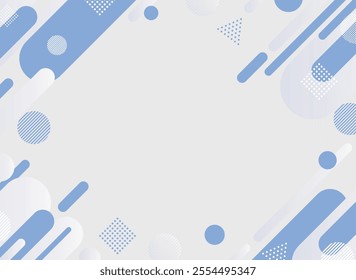 Abstract geometric background with blue and white rounded shapes. 