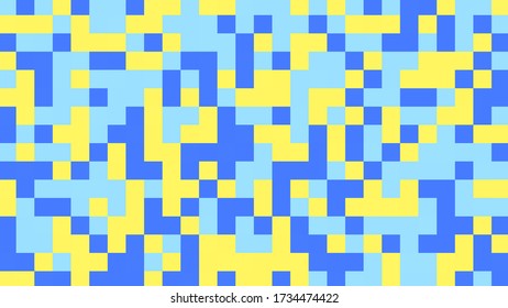 Abstract geometric background with blue and yellow polygons.