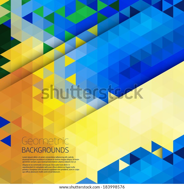 Abstract Geometric Background Blue Yellow Color Stock Vector (Royalty