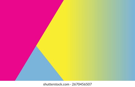 Abstract geometric background with bold fuchsia pink, bright yellow, and soft blue gradient blocks, modern minimalist design