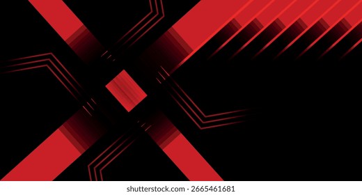 Plano De Fundo Geométrico Abstrato Com Linhas De Gradiente Negrito Vermelho E Preto Criando Um Design Dinâmico, Vibrante E Moderno Perfeito Para Projetos De Tecnologia, Esportes E Criativos.