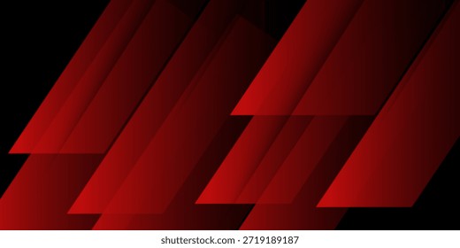 Fondo geométrico Abstractas con Formas degradadas rojas en negrita dispuestas diagonalmente sobre un fondo negro oscuro.