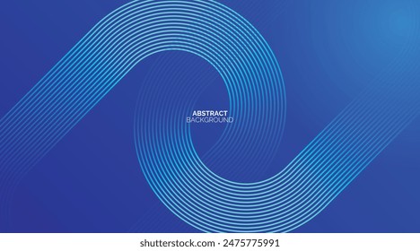 Abstract geometric background. Bright blue rounded lines pattern. Modern simple design. Modern futuristic graphic. Vector illustration