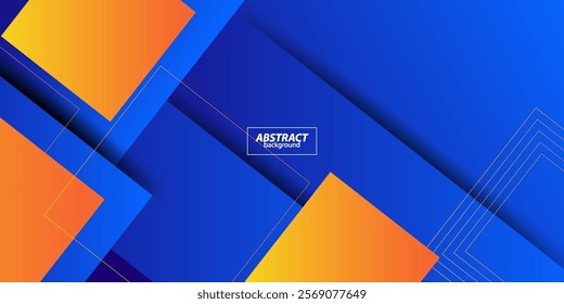 Abstract geometric background in bright blue with orange gradient color combination. Simple square pattern color lines on the background. Vector Eps10