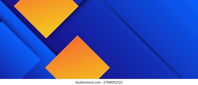 Abstrakter geometrischer Hintergrund in hellem Blau mit orangefarbener Farbverlauf-Kombination. Einfache quadratische Muster Farblinien auf dem Hintergrund. 