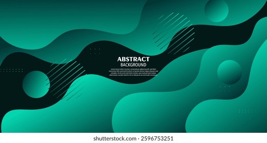 Abstract geometric background in bright colors with blue-green gradient color combination. Simple wave pattern color lines on dark background. Vector Eps10
