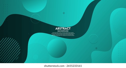 Fondo geométrico Abstractas en colores brillantes con un degradado verde-azul. Líneas onduladas simples en el fondo. Vector EPS10.