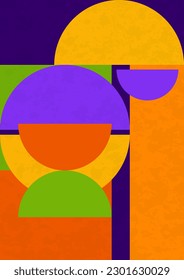 Abstract geometric background. Bright multi-colored composition of semicircles. Vector illustration.