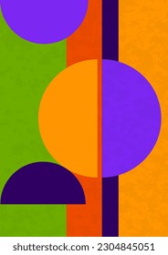 Abstract geometric background. Bright multi-colored composition of semicircles. Vector illustration.