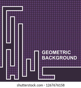 Abstract geometric background with broken line and square grid. Vector illustration.