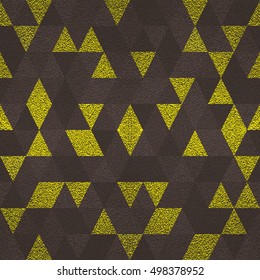 Abstract geometric background with brown and gold triangles. Vector illustration. Modern design. Abstract mosaic background.
