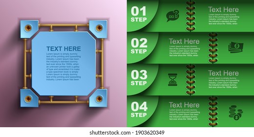 Abstract geometric background, Business 3D digital Infographics, Vector web element design, 4 Step number options, Modern business Infographics banners, Vector illustration