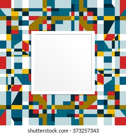Abstract geometric background for business, web design, print and white 3d Frame. Vector geometric color pattern. Polygons. Modern stylish texture. Geometric tiles from triangles, squares, rhombus.