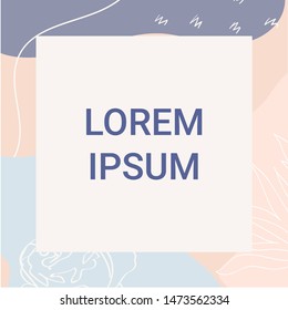 Abstract geometric background card with different geometric shapes - circles, dots, lines. Memphis style. Bright and colorful, 90s style. Vector illustration.