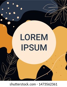 Abstract geometric background card with different geometric shapes - circles, dots, lines. Memphis style. Bright and colorful, 90s style. Vector illustration.