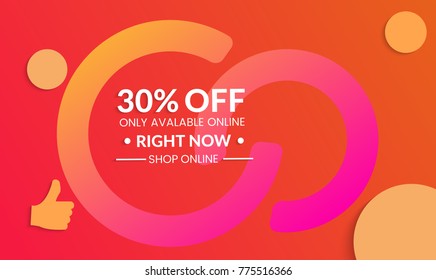  Abstract geometric background with circle in chainModern template for social media banner. Contemporary material design with realistic shadow over flat gradient background.
