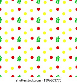 Abstract geometric background circle red yellow green colorful. Leaf decorative seamless pattern