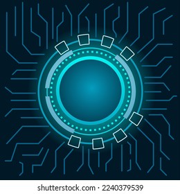 círculo de fondo geométrico abstracto con circuito temático tecnológico