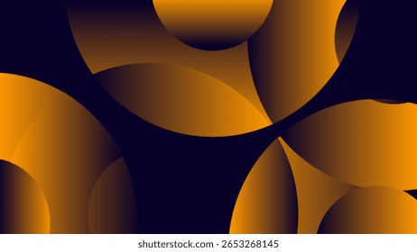 Abstract geometric background with circles in black and orange colors. Vector illustration.