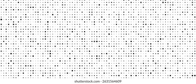 Abstract geometric background with circles. Grey pixels on white with empty space. Digital business backdrop. Vector illustration