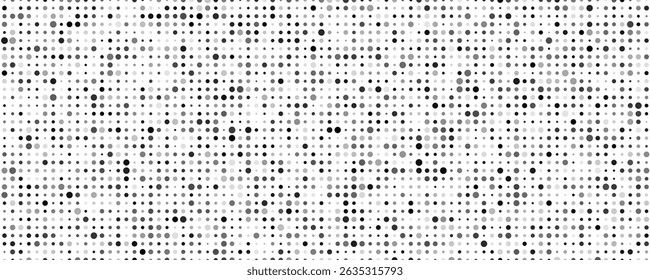Abstract geometric background with circles. Grey pixels on white with empty space. Digital business backdrop. Vector illustration