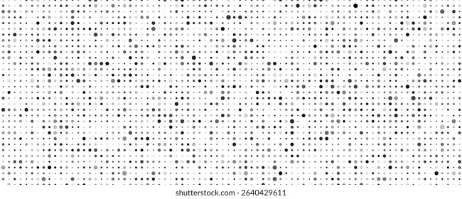 Abstract geometric background with circles. Grey pixels on white with empty space. Digital business backdrop. Vector illustration